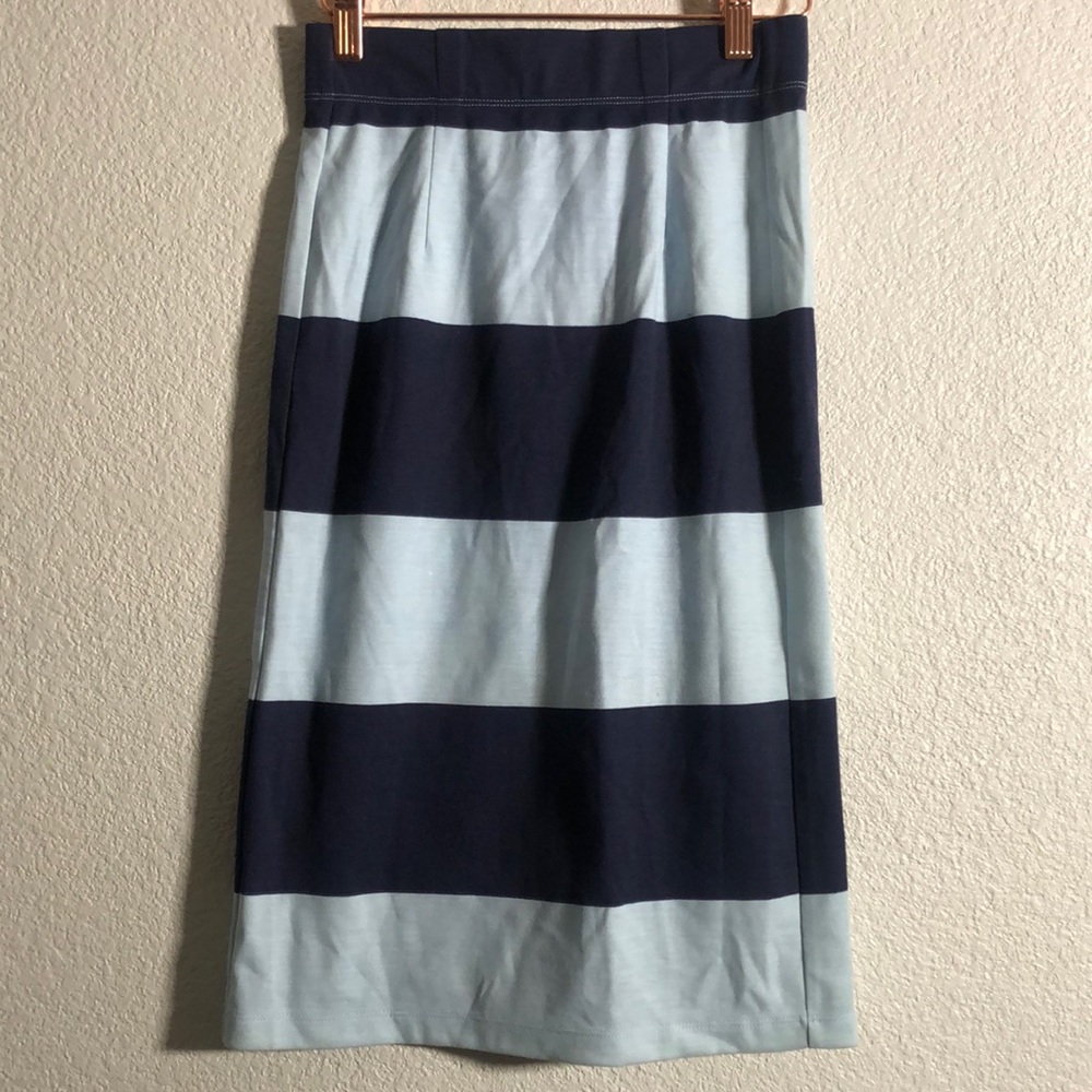Navy stripe pencil skirt